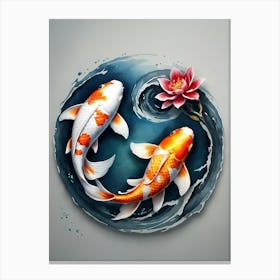 Koi Fish Yin Yang Painting (25) Canvas Print