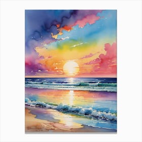 Sunset On The Beach 615 Canvas Print