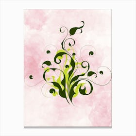 Floral Design On A Pink Background Canvas Print