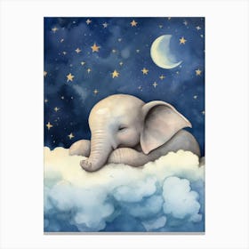 Baby Elephant 4 Sleeping In The Clouds Canvas Print