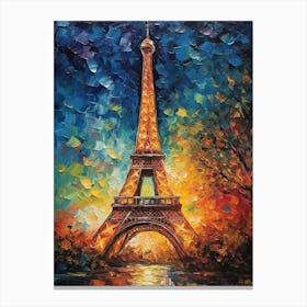 Eiffel Tower Paris France Vincent Van Gogh Style 21 Canvas Print