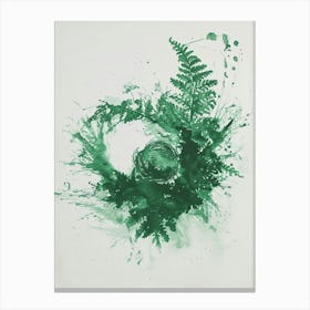 Green Ink Painting Of A Birds Nest Fern 2 Canvas Print
