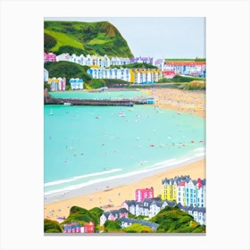 Tenby South Beach, Pembrokeshire, Wales Contemporary Illustration 1  Canvas Print