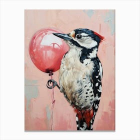 Cute Woodpecker With Balloon Canvas Print