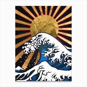 Golden Great Wave off Kanagawa — Japanese golden poster, travel poster, aesthetic poster, landscape poster, art print 2 Canvas Print