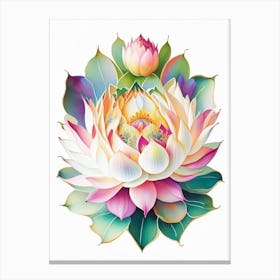 Sacred Lotus Decoupage 3 Canvas Print