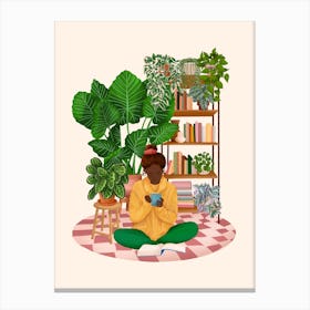 Plant Lady Reading 1 Canvas Print