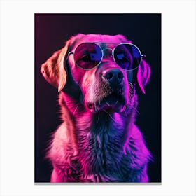 Beautiful Dog Under Neon Lights 23 Canvas Print