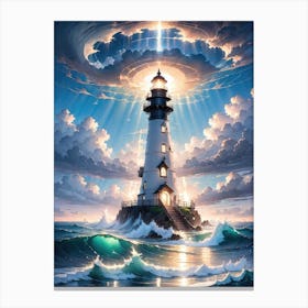 A Lighthouse In The Middle Of The Ocean 71 Canvas Print