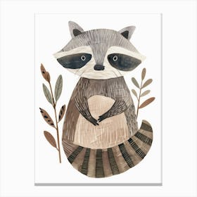 Charming Nursery Kids Animals Raccoon 4 Canvas Print