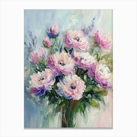 Oil Painting Bouquet Of Peony Flowers 1 Canvas Print