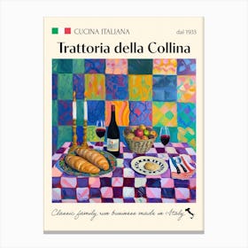 Trattoria Della Collina Trattoria Italian Poster Food Kitchen Canvas Print