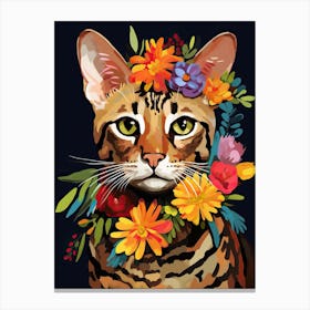 Bengal Cat With A Flower Crown Painting Matisse Style 3 Canvas Print