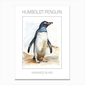 Humboldt Penguin Kangaroo Island Penneshaw Watercolour Painting 1 Poster Canvas Print