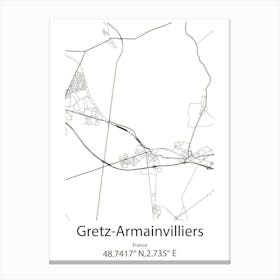 Gretz Armainvilliers,France Minimalist Map Canvas Print