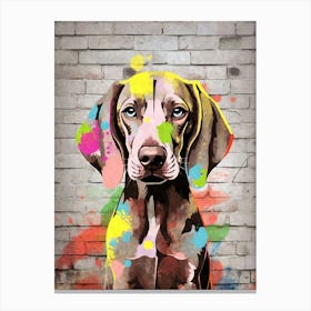 Aesthetic Weimaraner Dog Puppy Brick Wall Graffiti Artwork Canvas Print