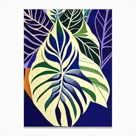 Leaf Pattern Colourful Abstract Linocut Canvas Print