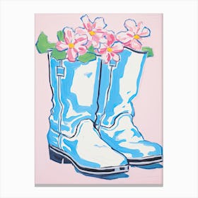 A Painting Of Cowboy Boots With Pink Flowers, Fauvist Style, Still Life 11 Canvas Print
