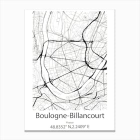 Boulogne Billancourt,France Minimalist Map Canvas Print