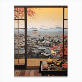 Winter Cityscape Kyoto Japan 3 Canvas Print