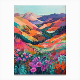 Colorful Landscape With Mountain and Flowers 13 Canvas Print