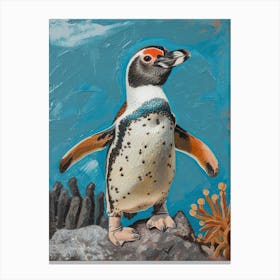 Galapagos Penguin Volunteer Point Colour Block Painting 3 Canvas Print