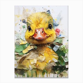 Mixed Media Duckling Watercolour Collage 1 Canvas Print