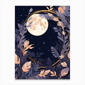 Moon And Leaves Background 2 Canvas Print