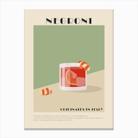 Negroni Cocktail Print Canvas Print