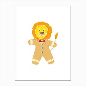 Gingerbread Lion, Fun Circus Animal, Cake, Biscuit, Sweet Treat Print, Portrait Canvas Print