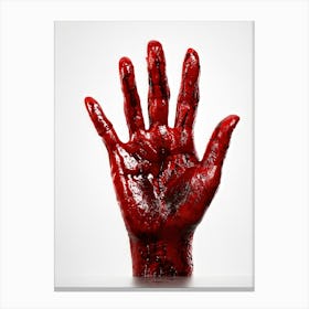 Creepy Textured Bloody Handprint Detailed With High Contrast Shadows Implying A Three Dimensional 2 1 Canvas Print