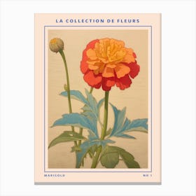 Marigold French Flower Botanical Poster Canvas Print