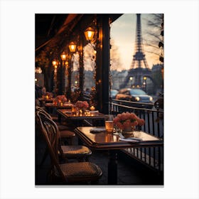 Paris Cafe At The Eiffel Tower Canvas Print