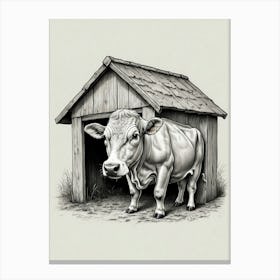 Cow In A Barn Canvas Print