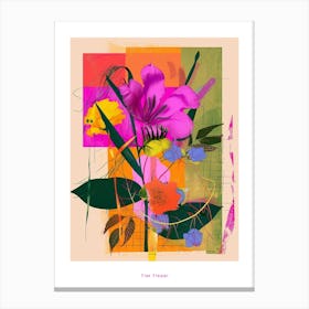 Flax Flower 2 Neon Flower Collage Poster Canvas Print