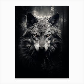 Wolf Portrait Black And White 3 Canvas Print