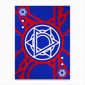 Geometric Abstract Glyph in White on Red and Blue Array n.0001 Canvas Print