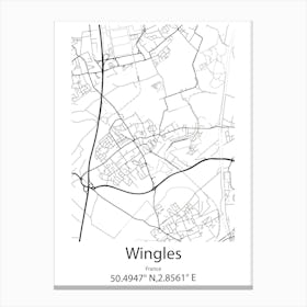 Wingles,France Minimalist Map Canvas Print