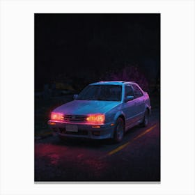 Neon Car At Night 2 Canvas Print