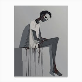 Man Sitting On A Wall Canvas Print