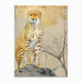 Cheetah Precisionist Illustration 1 Canvas Print