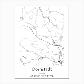 Dornstadt,Germany Minimalist Map Canvas Print