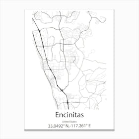 Encinitas,United States Minimalist Map Canvas Print