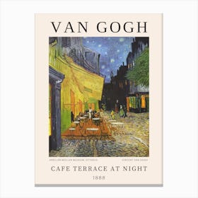 Cafe Terrace At Night, Van Gogh Canvas Print