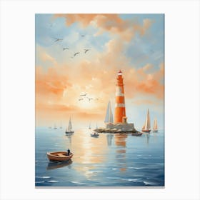 Lighthouse At Sunset Canvas Print