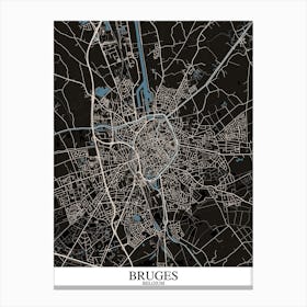 Bruges Black Blue Canvas Print