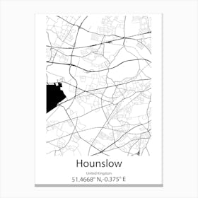 Hounslow,United Kingdom Minimalist Map Canvas Print