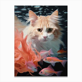 Cat In The Water 2 Canvas Print