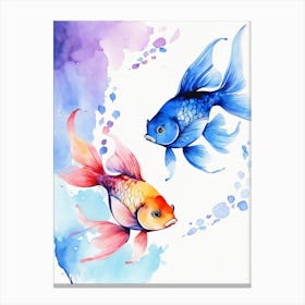 Twin Goldfish Watercolor Painting (99) Canvas Print