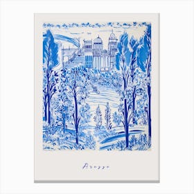Arezzo Italy Blue Drawing Poster Canvas Print